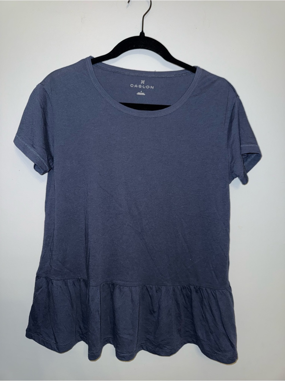 Caslon Short Sleeve Ruffle-Hem Tee - Slate Blue